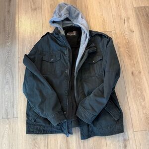 Levi’s Mens XL Black Hooded Jacket Sherpa Lined Zip Up Coat